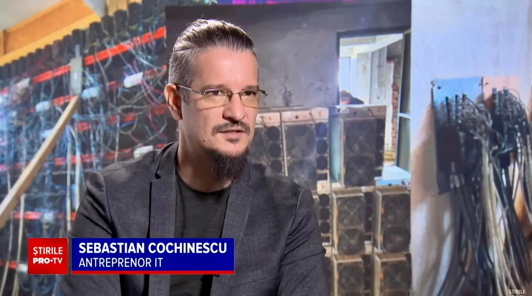 Sebastian Cochinescu discusses Bitcoin mining during an appearance on Stirile ProTV.