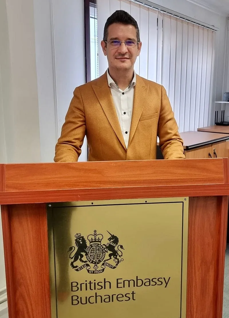 Sebastian Cochinescu at the British Embassy in Bucharest